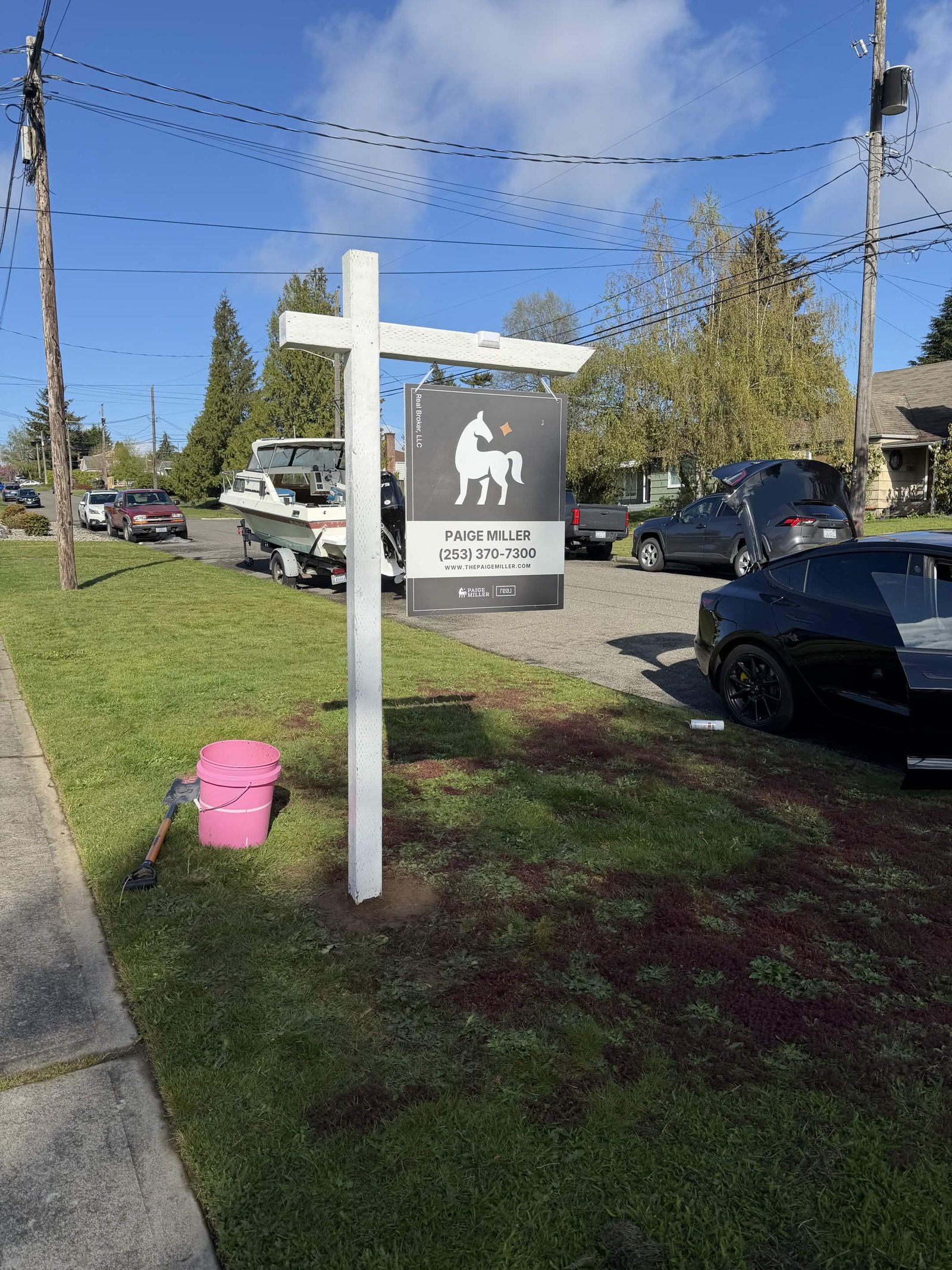 Real estate sign installed in North Seattle